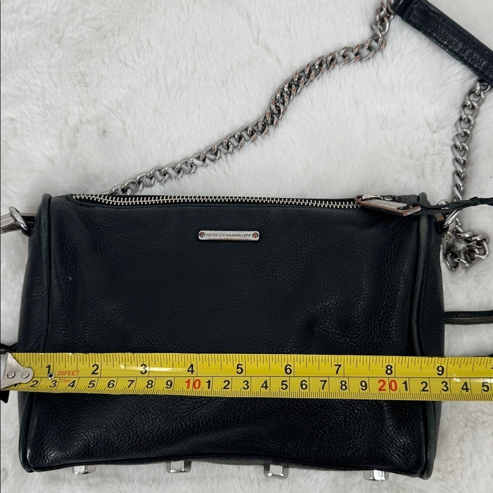 Rebecca Minkoff Black Leather Fringe Crossbody Bag With Silver Chain Strap - Picture 9 of 11